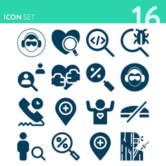 Simple set of 16 icons related to themselves