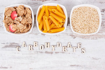 Inscription carbohydrates with natural ingredients and products as source vitamins, minerals and fiber