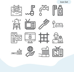 Simple set of infrastructure related lineal icons.