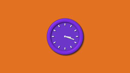 New purple color 3d wall clock isolated on brown background,wall clock