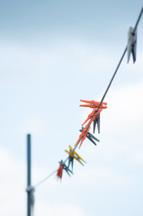 pins against blue sky