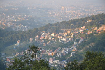 landscape seen from the hills of Kathmandu.