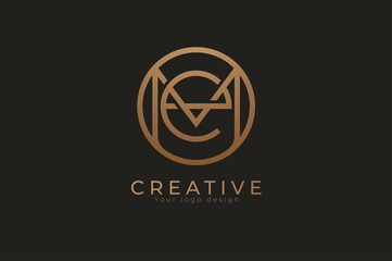 Abstract initial letter E and M logo, usable for branding and business logos, Flat Logo Design Template, vector illustration