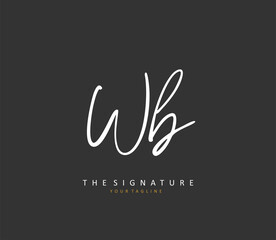 W B WB Initial letter handwriting and signature logo. A concept handwriting initial logo with template element.