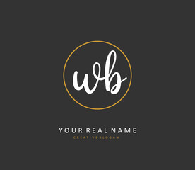 W B WB Initial letter handwriting and signature logo. A concept handwriting initial logo with template element.