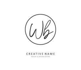 W B WB Initial letter handwriting and signature logo. A concept handwriting initial logo with template element.