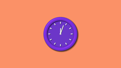 Amazing purple color 3d wall clock isolated on red light background, Counting down wall clock
