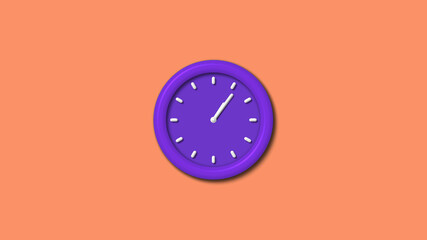 Amazing purple color 3d wall clock isolated on red light background, Counting down wall clock