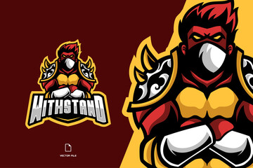 fighter warrior mascot esport logo character cartoon illustration
