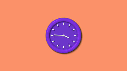 New purple color 3d wall clock isolated on red light background,12 hours wall clock