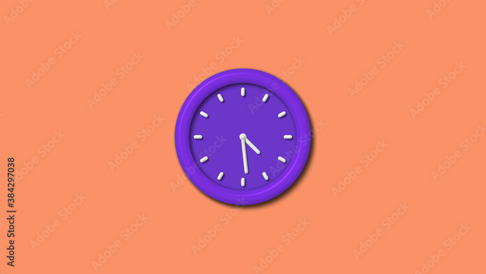 Wall mural New purple color 3d wall clock isolated on red light background,12 hours wall clock