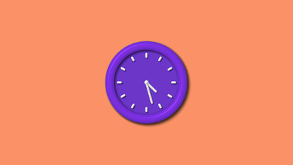 New purple color 3d wall clock isolated on red light background,12 hours wall clock