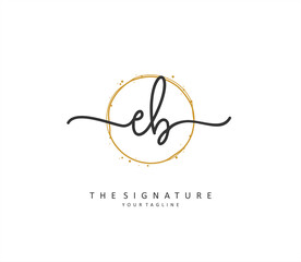 EB Initial letter handwriting and signature logo. A concept handwriting initial logo with template element.