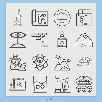 Simple set of rocks related lineal icons.