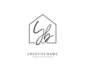 Y B YB Initial letter handwriting and signature logo. A concept handwriting initial logo with template element.