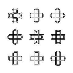 Obraz premium Set of Logo Labels for Business Cards. Complex Geometric Contemporary Elements. Abstract Shape Geometric Ornaments Isolated on White Background