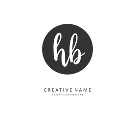 H B HB Initial letter handwriting and signature logo. A concept handwriting initial logo with template element.