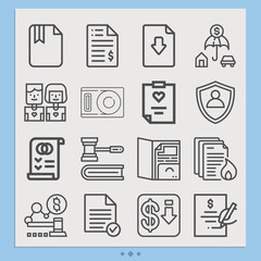 Simple set of contract related lineal icons.