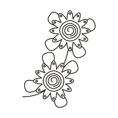 beautiful sunflowers garden line style icon