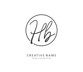 H B HB Initial letter handwriting and signature logo. A concept handwriting initial logo with template element.