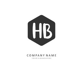 H B HB Initial letter handwriting and signature logo. A concept handwriting initial logo with template element.