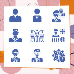 Simple set of 9 icons related to basketball coach