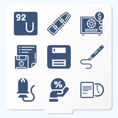 Simple set of 9 icons related to salvage