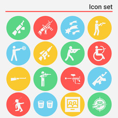 16 pack of shooting  filled web icons set