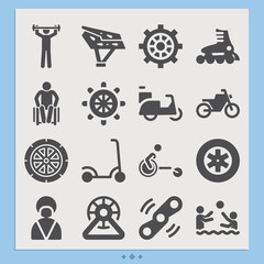 Simple set of bike related filled icons.