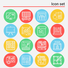 16 pack of analyzed  lineal web icons set