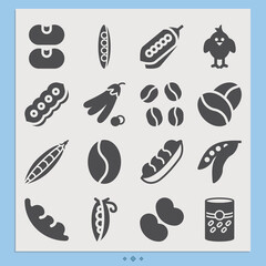 Simple set of peas related filled icons.