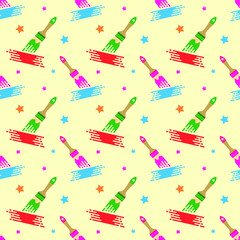 Seamless pattern with Paint brush. Vector texture illustration.