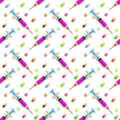 Seamless pattern with Syringe. Vector illustration.
