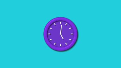 12 hours blue color 3d wall clock isolated n cyan background,3d wall clock,clock isolated