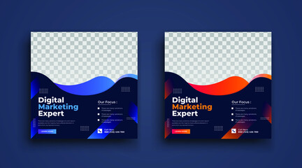 digital marketing agency social media,Post Template for Digital Marketing. Digital Marketing Square Flyer Template with Editable web Banner,