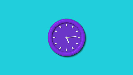 12 hours blue color 3d wall clock isolated n cyan background,3d wall clock,clock isolated