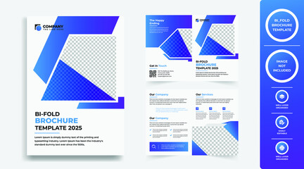 Corporate business bi fold brochure template,front page design layout template with bleed in A4 size vector template.