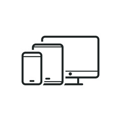 Mobile phone with tablet and monitor icon