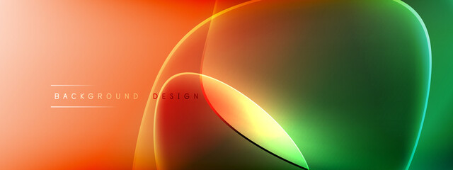 Vector abstract background - liquid bubble shapes on fluid gradient with shadows and light effects. Shiny design template for text