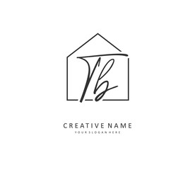 T B TB Initial letter handwriting and signature logo. A concept handwriting initial logo with template element.