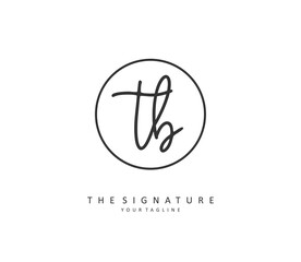 T B TB Initial letter handwriting and signature logo. A concept handwriting initial logo with template element.
