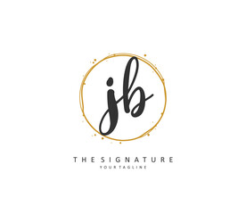 J B JB Initial letter handwriting and signature logo. A concept handwriting initial logo with template element.