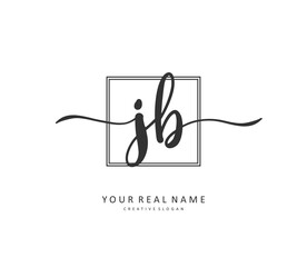 J B JB Initial letter handwriting and signature logo. A concept handwriting initial logo with template element.