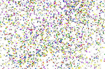 Fototapeta premium Multicolored confetti falling down on the white background