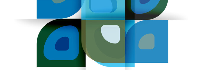 Obraz premium Set of vector modern geometric abstract backgrounds with repeating abstract round shapes patterns and shadow effects