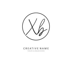 X B XB Initial letter handwriting and signature logo. A concept handwriting initial logo with template element.