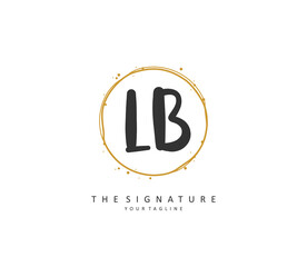 L B LB Initial letter handwriting and signature logo. A concept handwriting initial logo with template element.