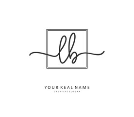 L B LB Initial letter handwriting and signature logo. A concept handwriting initial logo with template element.