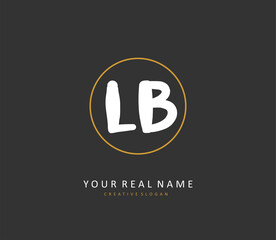 L B LB Initial letter handwriting and signature logo. A concept handwriting initial logo with template element.