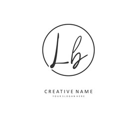 L B LB Initial letter handwriting and signature logo. A concept handwriting initial logo with template element.